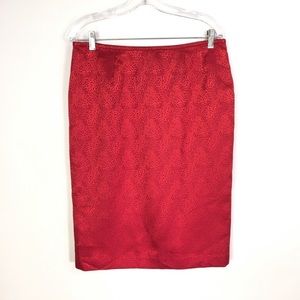 Red Tone on Tone Leopard Print Pencil Skirt Sz 10